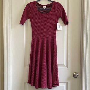 2 or more for $20 LuLaRoe Nicole Dress, pink/fuschia and black polka dot XS